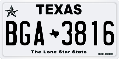 TX license plate BGA3816