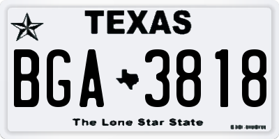 TX license plate BGA3818