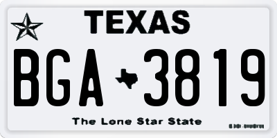 TX license plate BGA3819