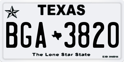 TX license plate BGA3820