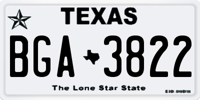 TX license plate BGA3822