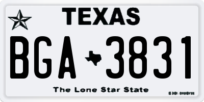 TX license plate BGA3831