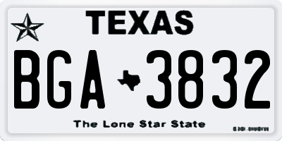 TX license plate BGA3832