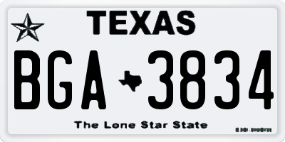 TX license plate BGA3834