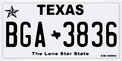 TX license plate BGA3836
