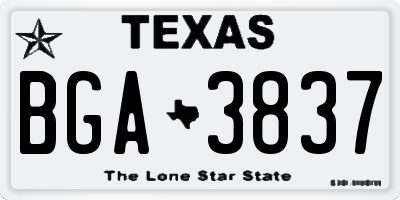 TX license plate BGA3837