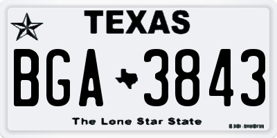 TX license plate BGA3843