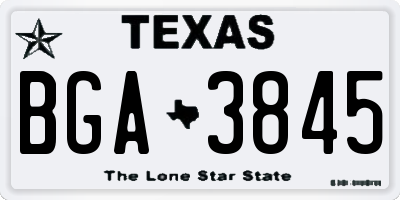 TX license plate BGA3845