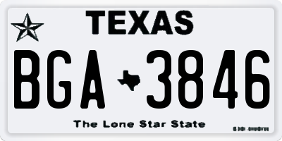 TX license plate BGA3846