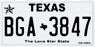 TX license plate BGA3847