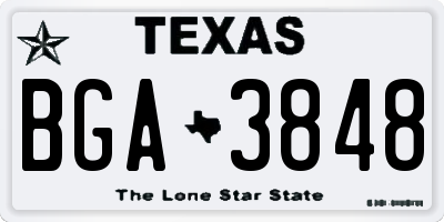 TX license plate BGA3848