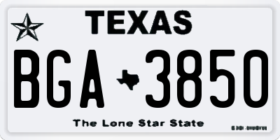 TX license plate BGA3850