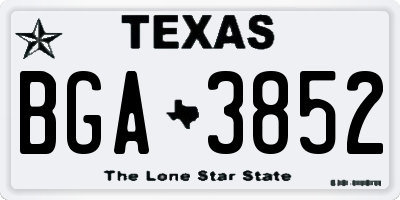 TX license plate BGA3852