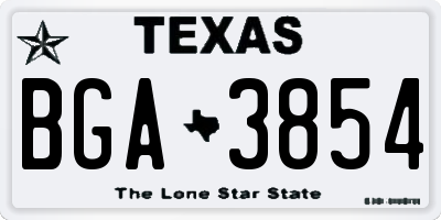 TX license plate BGA3854