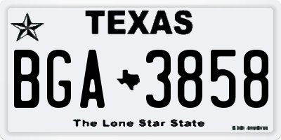 TX license plate BGA3858