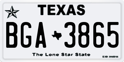 TX license plate BGA3865
