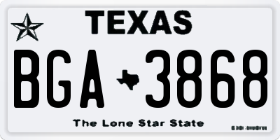 TX license plate BGA3868
