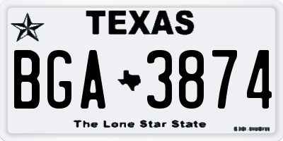 TX license plate BGA3874
