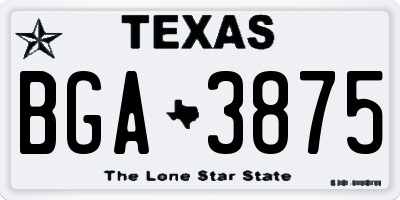 TX license plate BGA3875