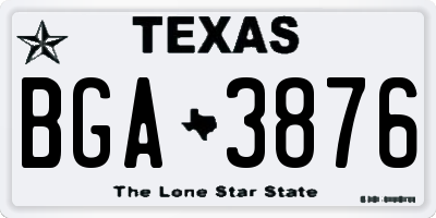 TX license plate BGA3876