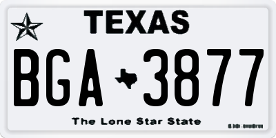 TX license plate BGA3877