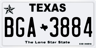 TX license plate BGA3884