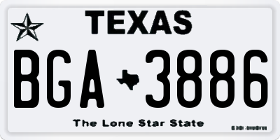 TX license plate BGA3886