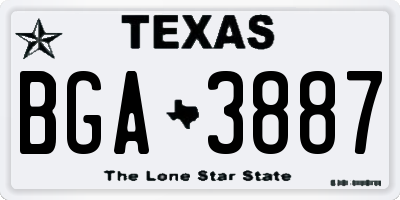 TX license plate BGA3887