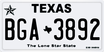 TX license plate BGA3892