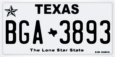 TX license plate BGA3893