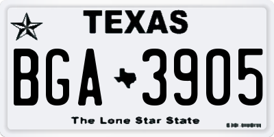 TX license plate BGA3905