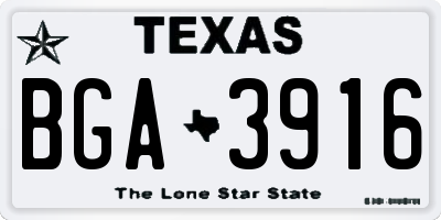 TX license plate BGA3916