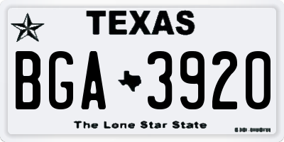 TX license plate BGA3920
