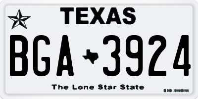 TX license plate BGA3924