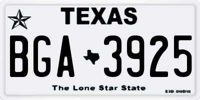 TX license plate BGA3925