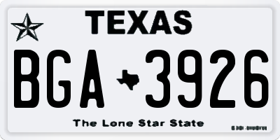 TX license plate BGA3926