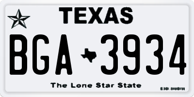TX license plate BGA3934