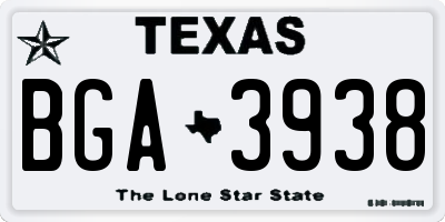 TX license plate BGA3938