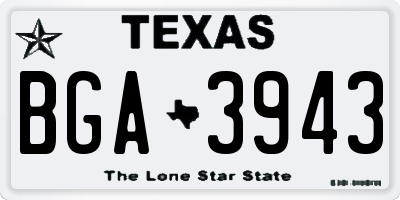 TX license plate BGA3943