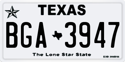 TX license plate BGA3947