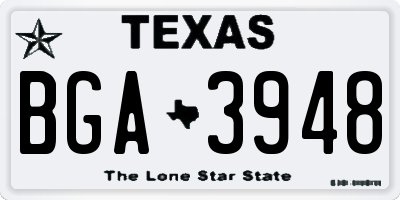 TX license plate BGA3948