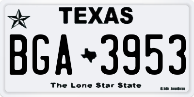 TX license plate BGA3953