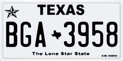TX license plate BGA3958