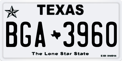 TX license plate BGA3960