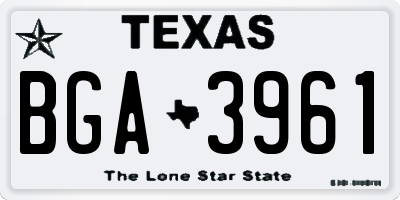TX license plate BGA3961