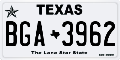 TX license plate BGA3962