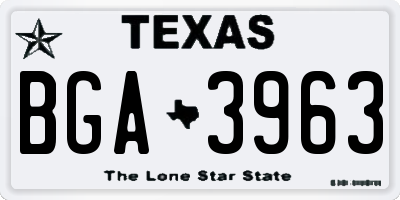 TX license plate BGA3963