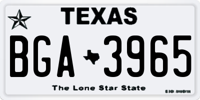 TX license plate BGA3965