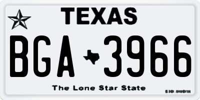 TX license plate BGA3966