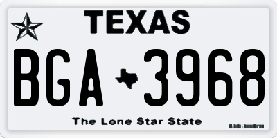 TX license plate BGA3968